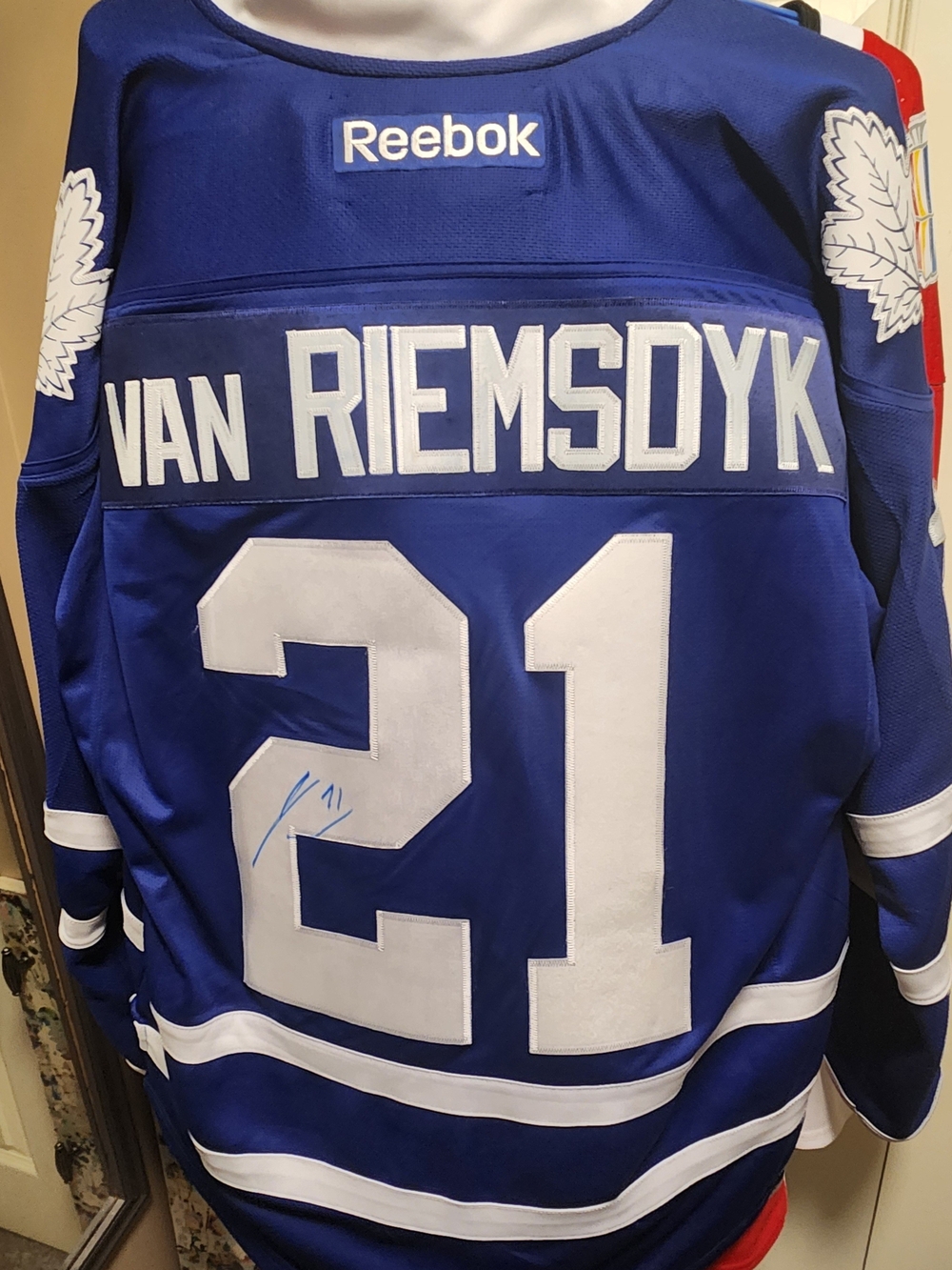 Reebok Toronto Maple Leafs #21 Signed Van Riemsdyk Blue Jersey
